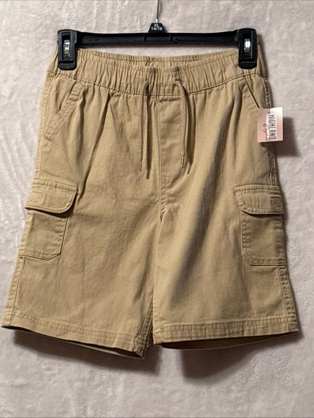 NWT Highland originals Kids' Khaki Cargo Drawstring Shorts